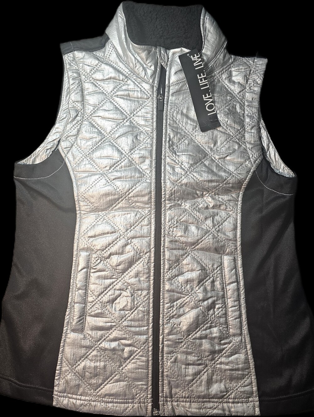 Quilted Silver & Black Sleeveless Vest